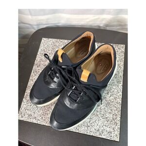 8.5 M Clarks Unstructured Un Adorn Lace Black Leather Textile Sneakers Womens